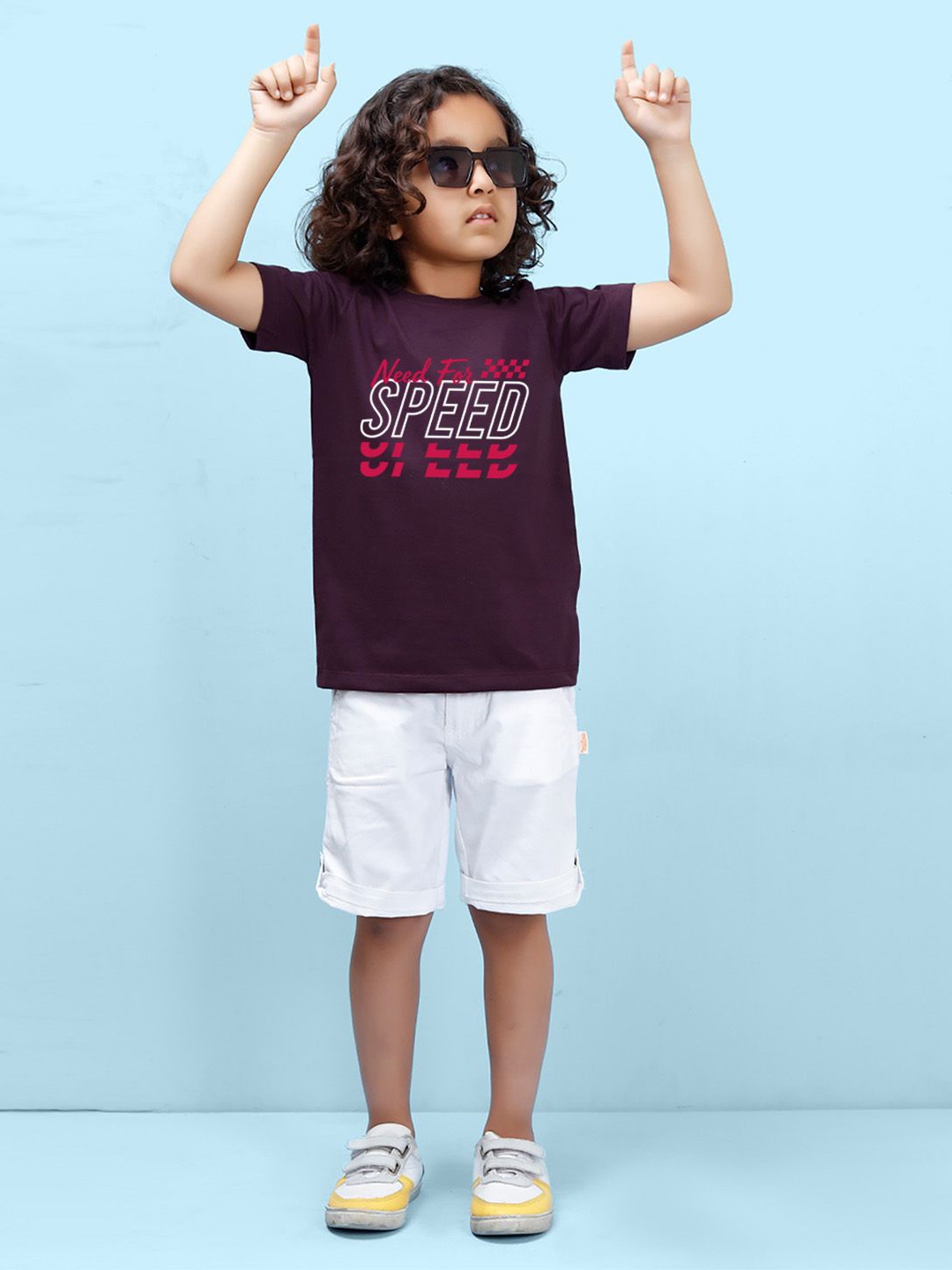 

NUSYL Boys Typography Printed Round Neck T-shirt, Maroon