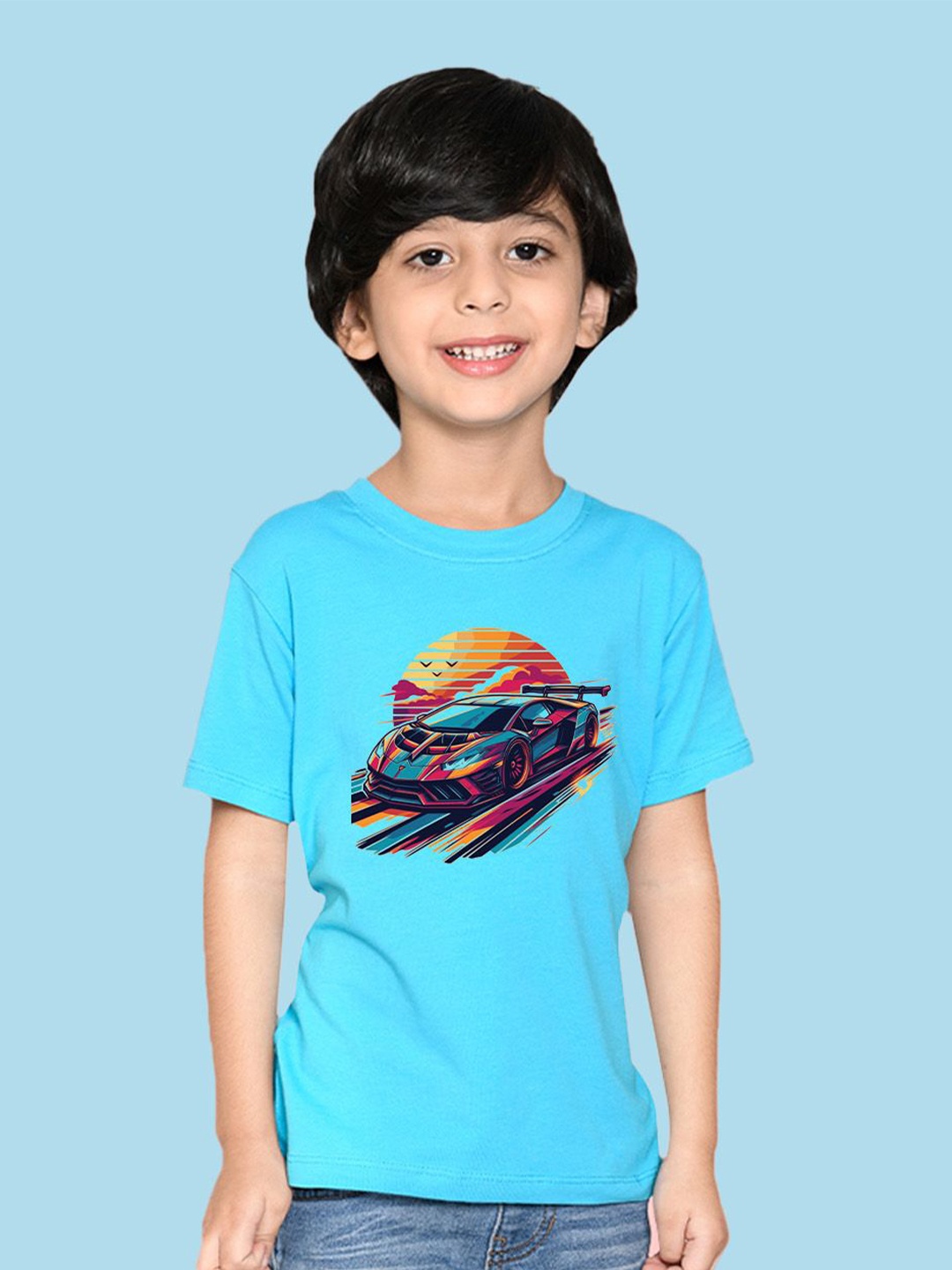 

NUSYL Boys Graphic Printed Round Neck T-shirt, Blue