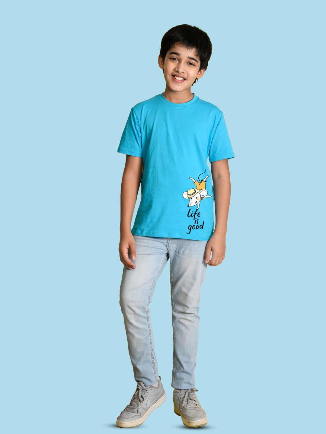 

NUSYL Boys Graphic Printed Round Neck T-shirt, Blue