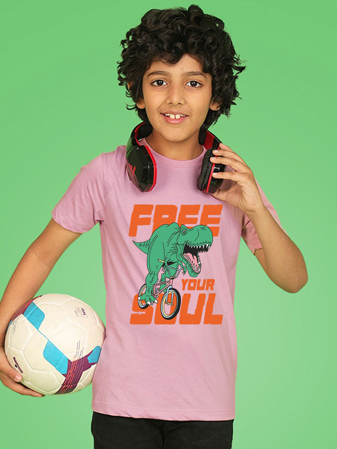 

NUSYL Boys Graphic Printed Round Neck T-shirt, Pink