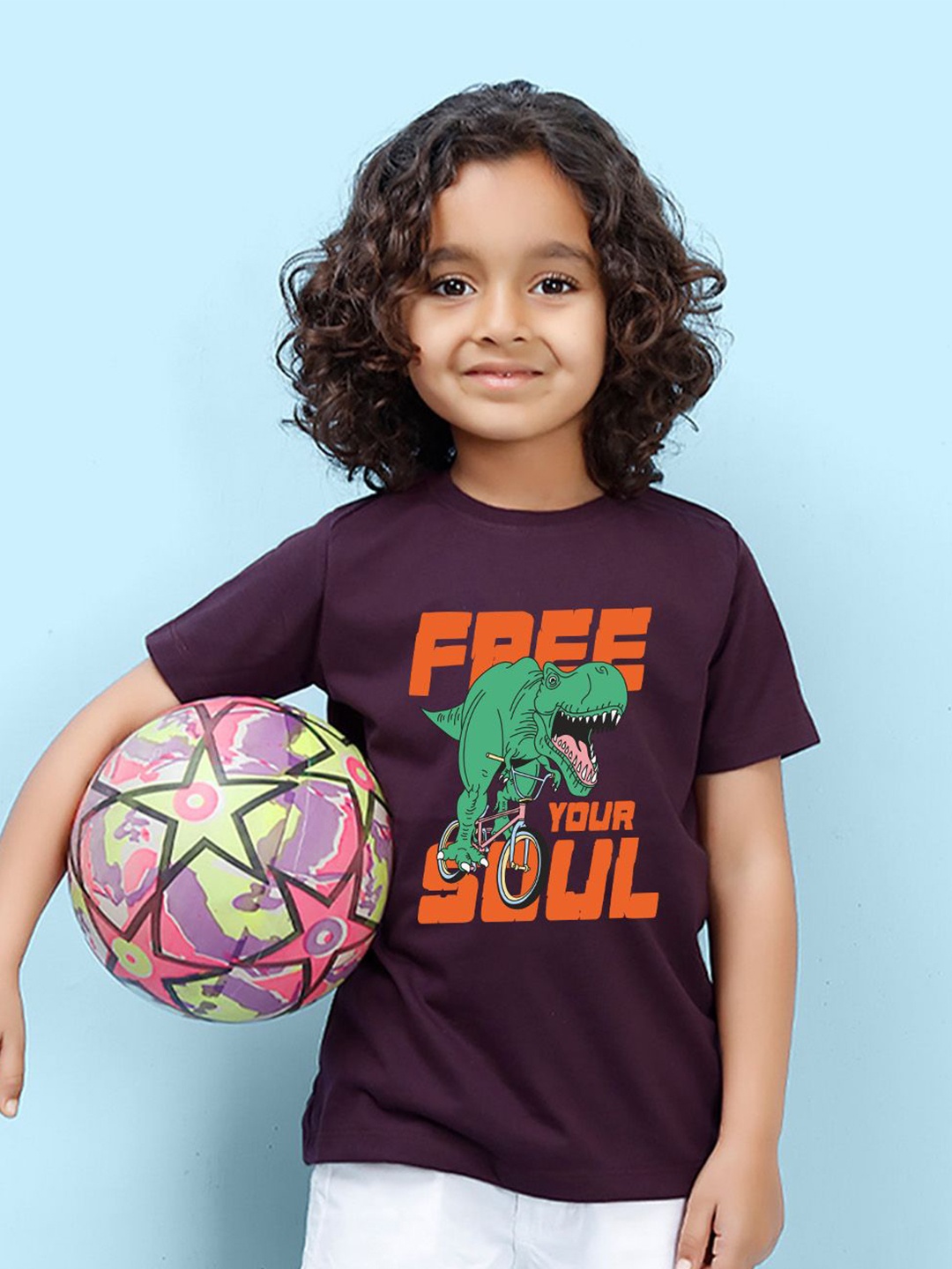 

NUSYL Boys Graphic Printed Round Neck T-shirt, Maroon