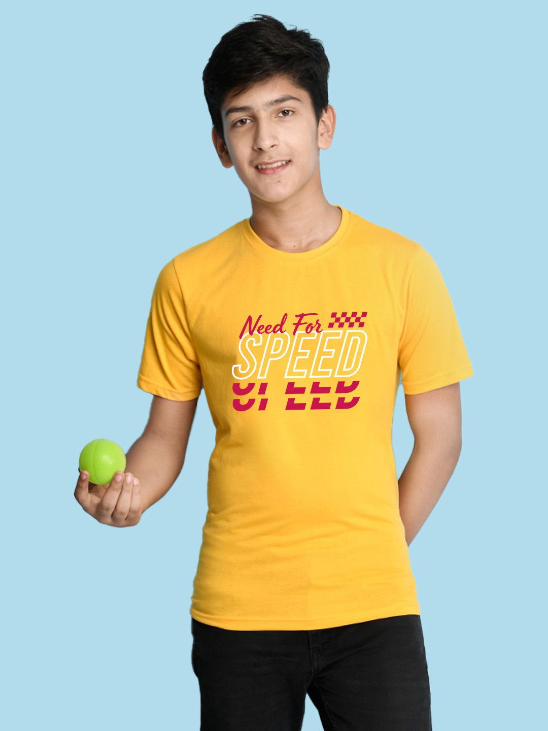

NUSYL Boys Typography Printed Round Neck T-shirt, Yellow
