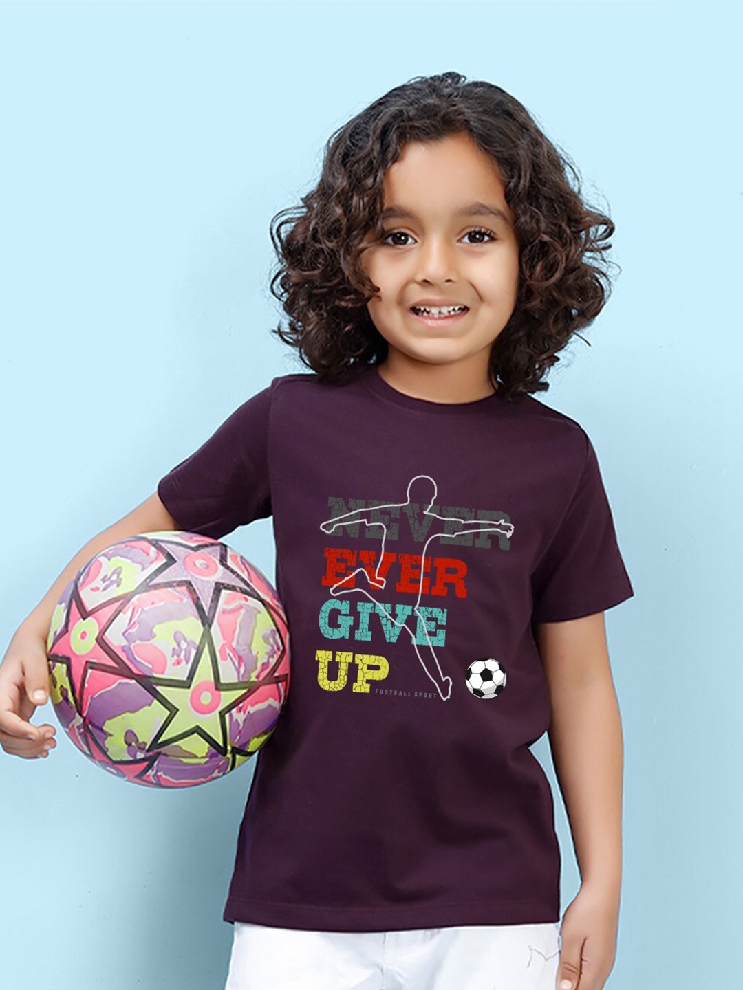 

NUSYL Boys Typography Printed Round Neck T-shirt, Maroon