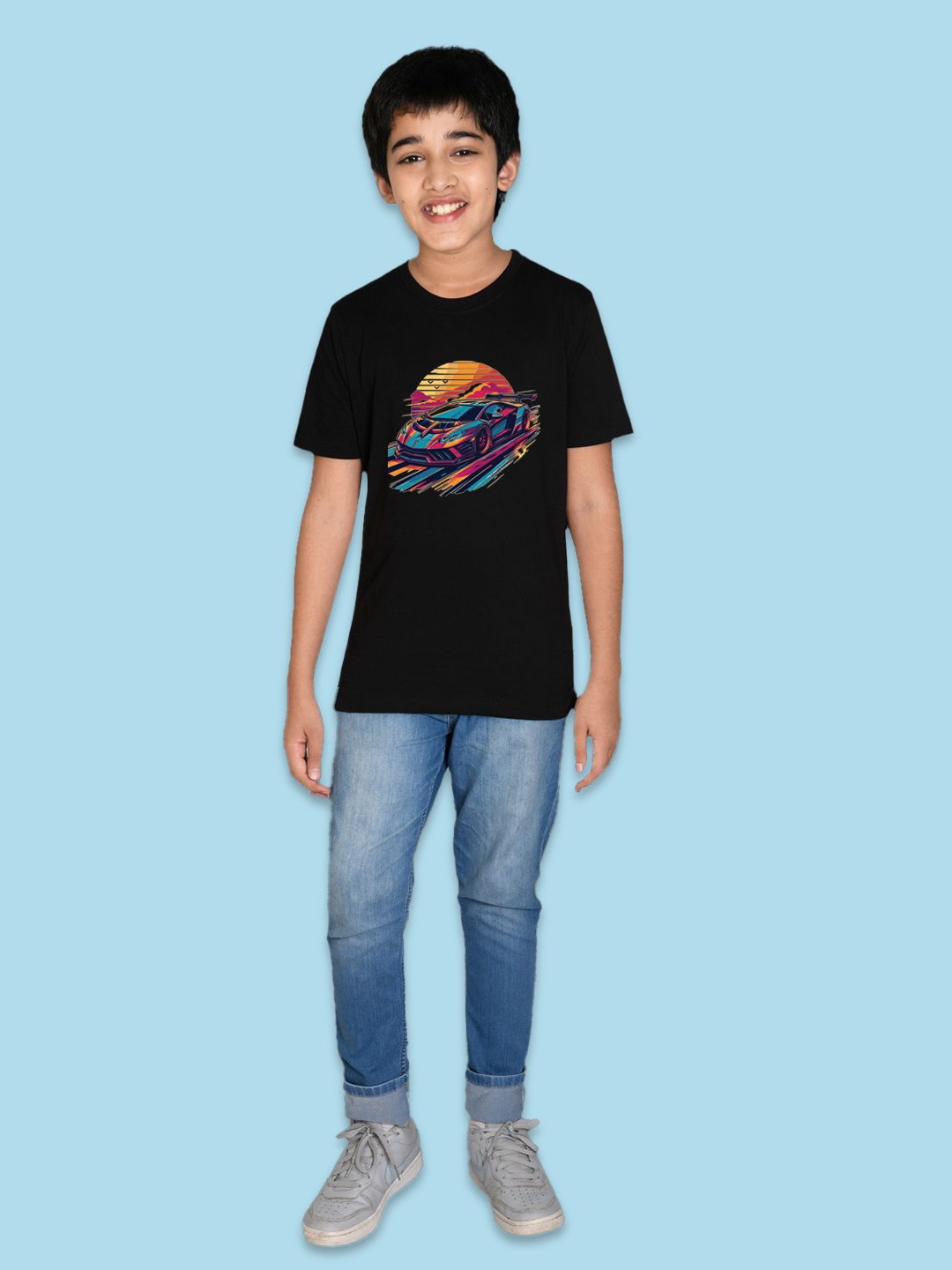 

NUSYL Boys Graphic Printed Round Neck T-shirt, Black