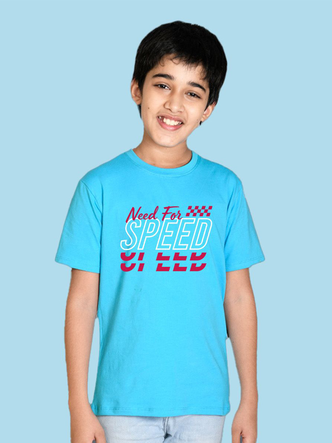

NUSYL Boys Typography Printed Round Neck T-shirt, Blue