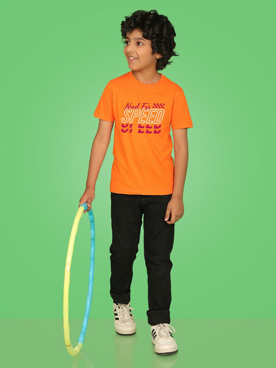 

NUSYL Boys Typography Printed Round Neck T-shirt, Orange