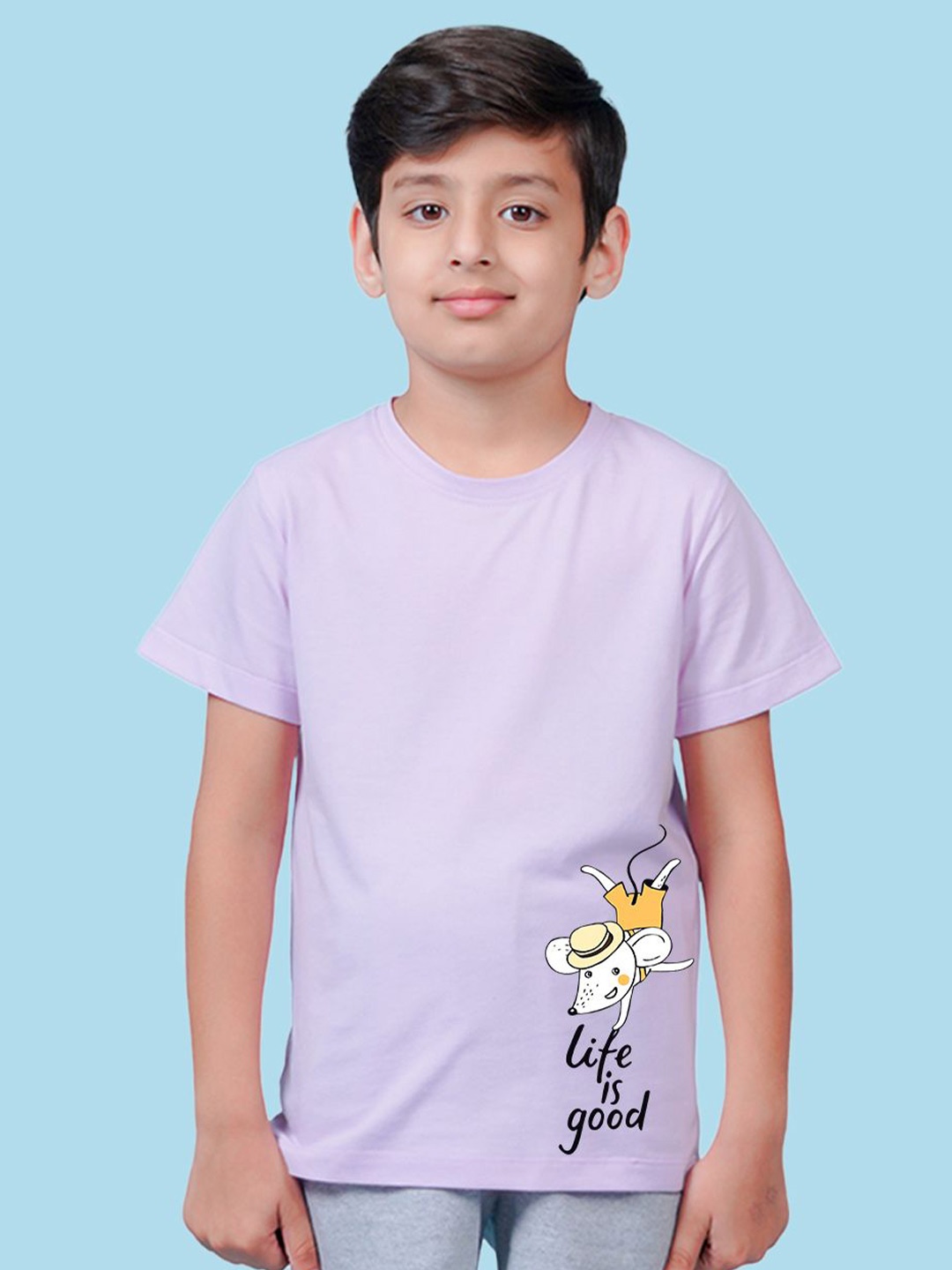 

NUSYL Boys Graphic Printed Placement Round Neck T-shirt, Purple