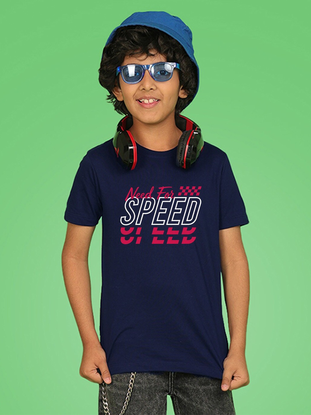 

NUSYL Boys Typography Printed Round Neck T-shirt, Blue
