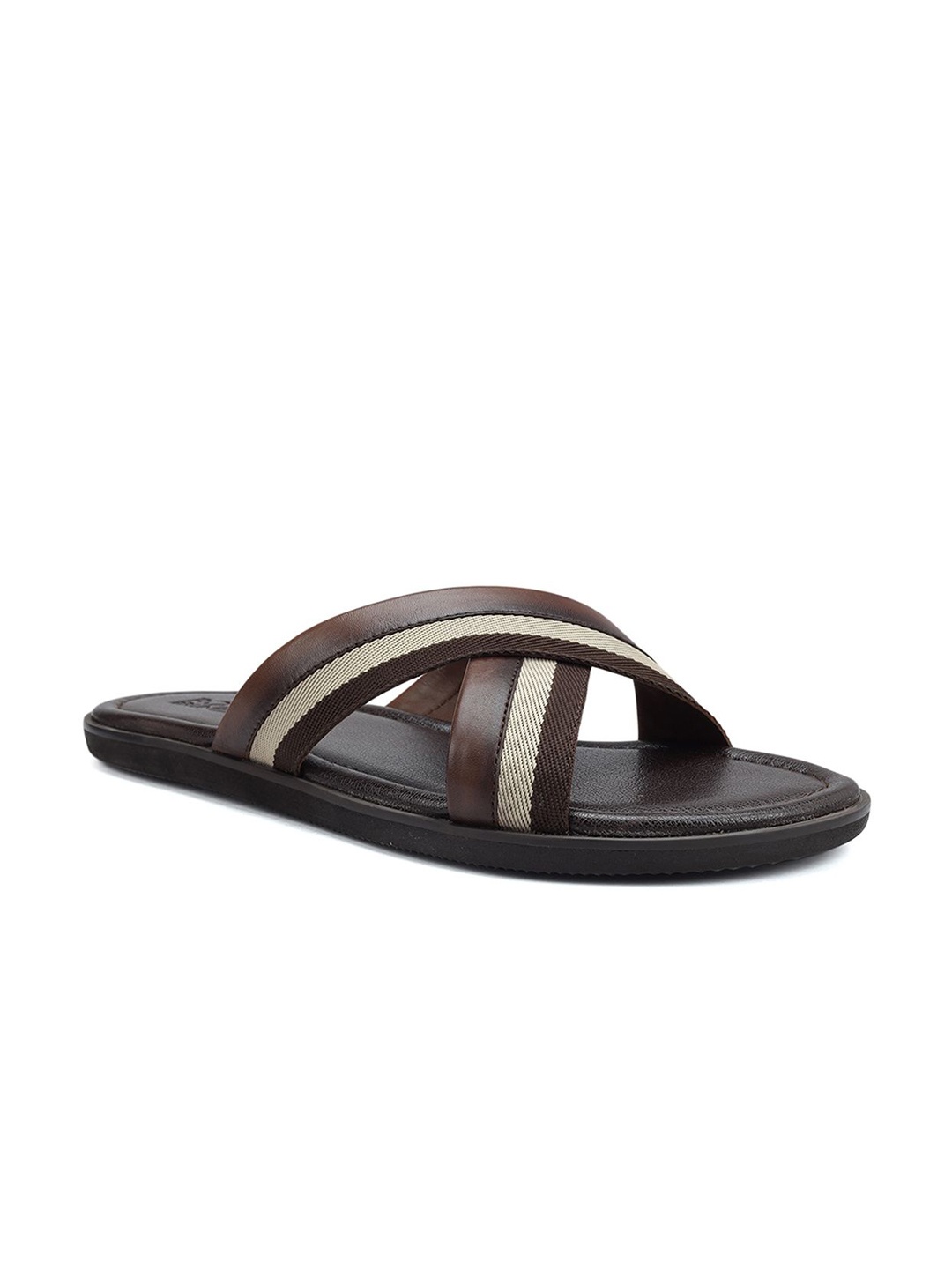 

ROSSO BRUNELLO Men Leather Comfort Sandals, Coffee brown