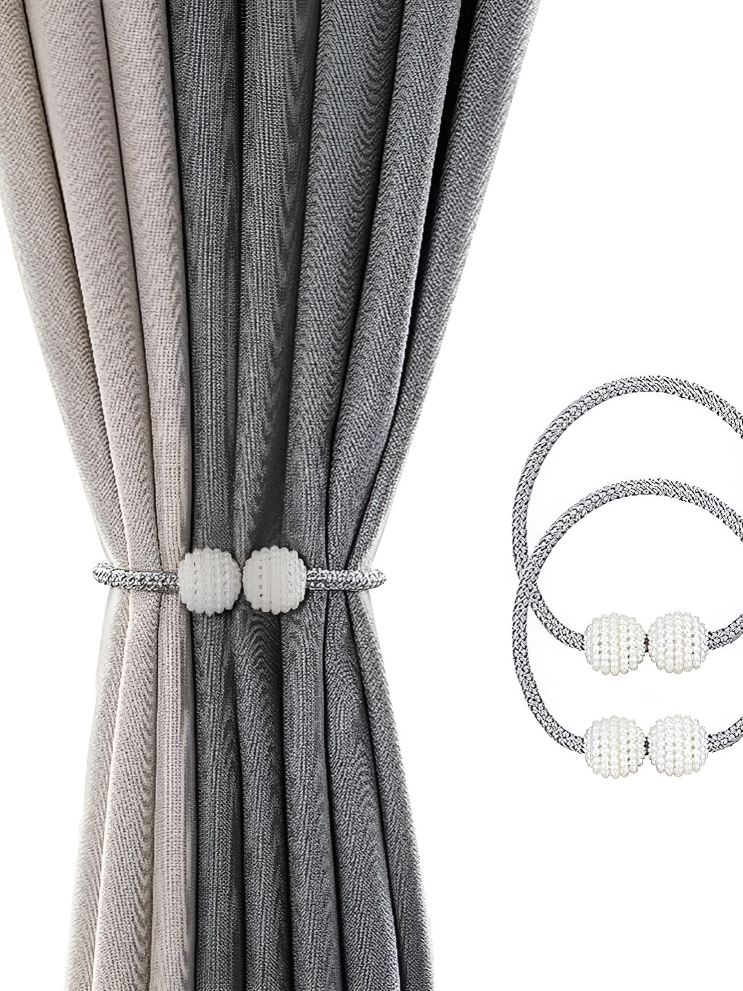 

HomeCloud Pack Of 2 Grey Metal Curtain Tie and Hold Backs