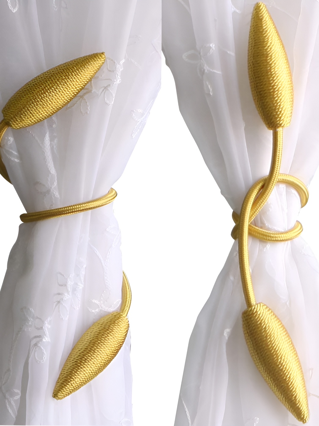 

HomeCloud Pack Of 2 Golden Metal Curtain Tie and Hold Backs, Gold