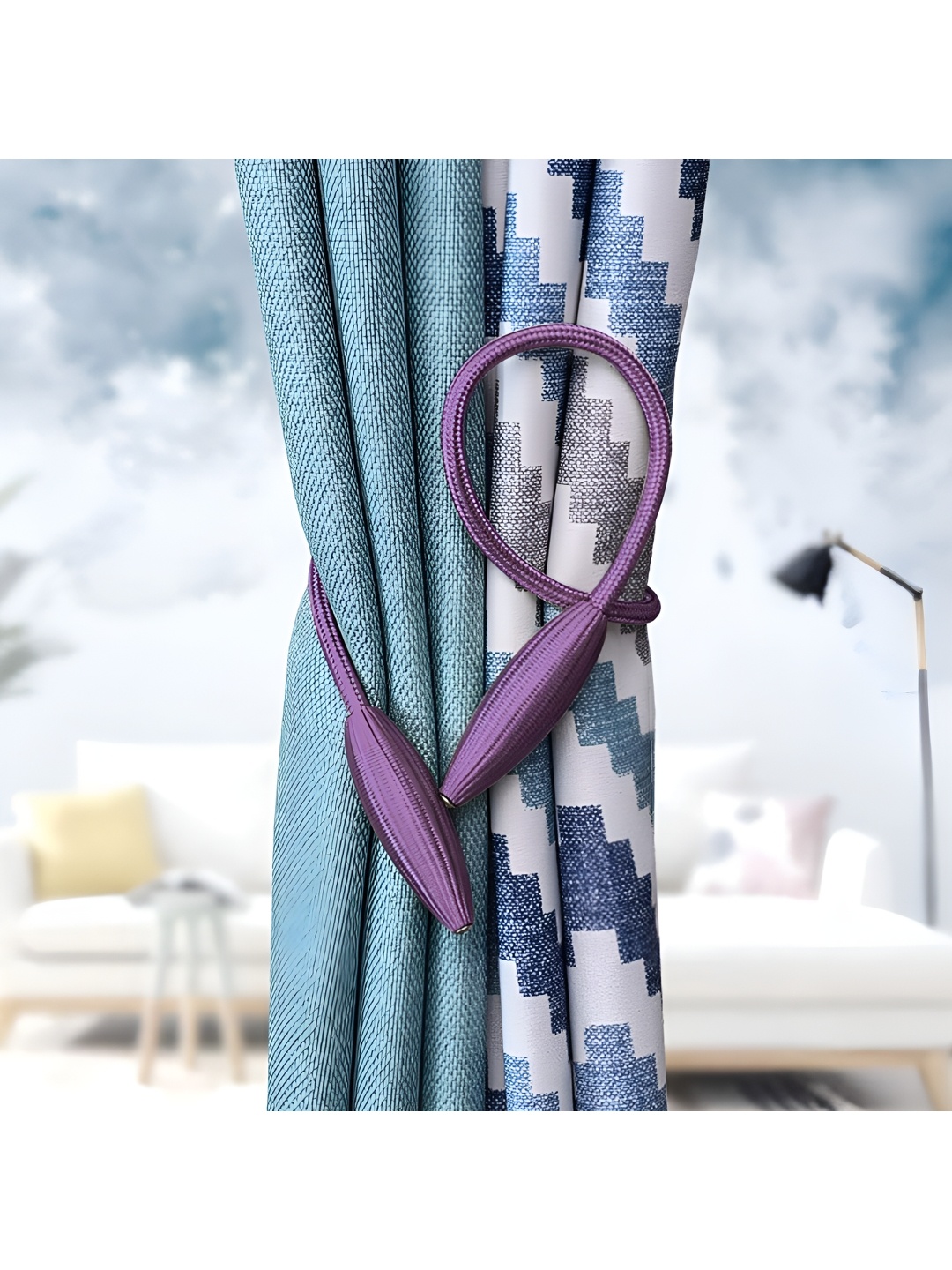 

HomeCloud Pack Of 2 Purple Metal Curtain Tie and Hold Backs