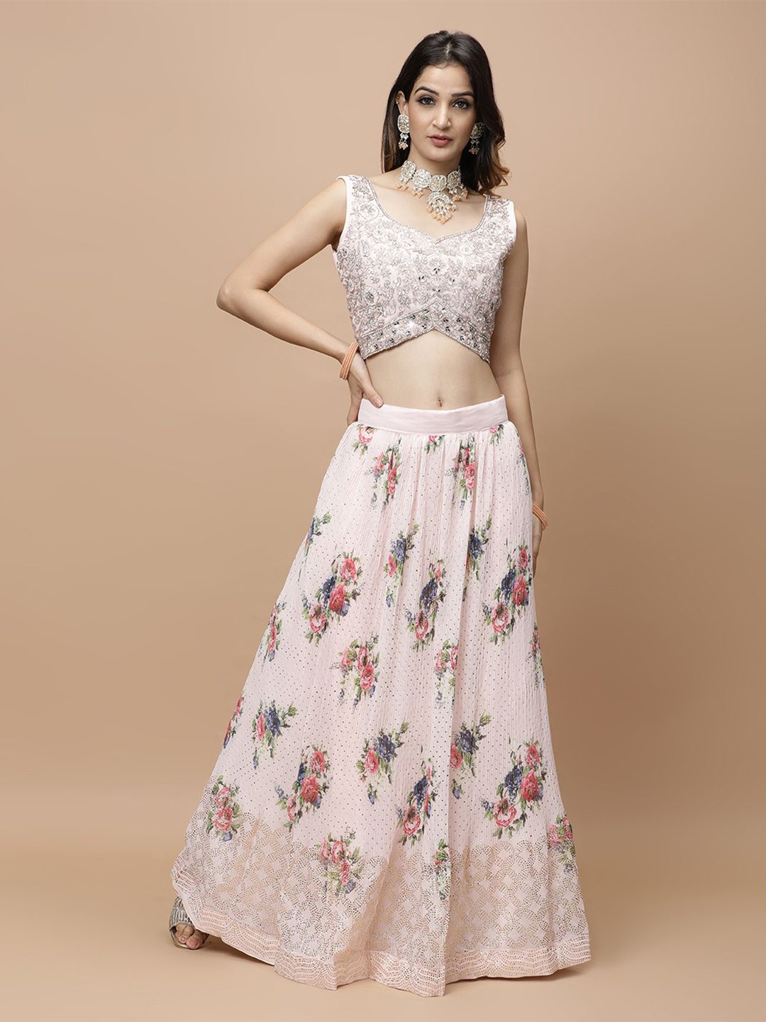 

Vervee Couture Embroidered Sequinned Ready to Wear Lehenga & Blouse, Pink