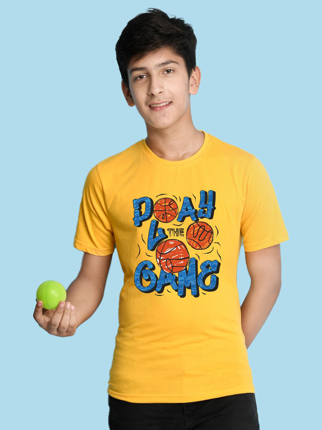 

NUSYL Boys Typography Printed Round Neck T-shirt, Yellow