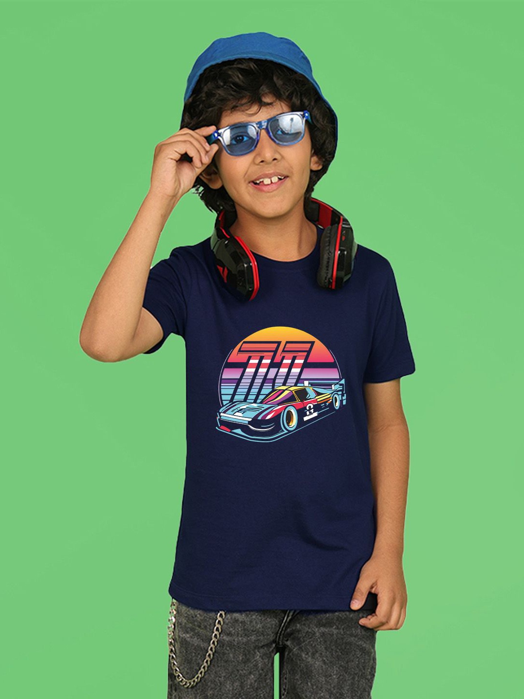 

NUSYL Boys Graphic Printed Round Neck T-shirt, Blue