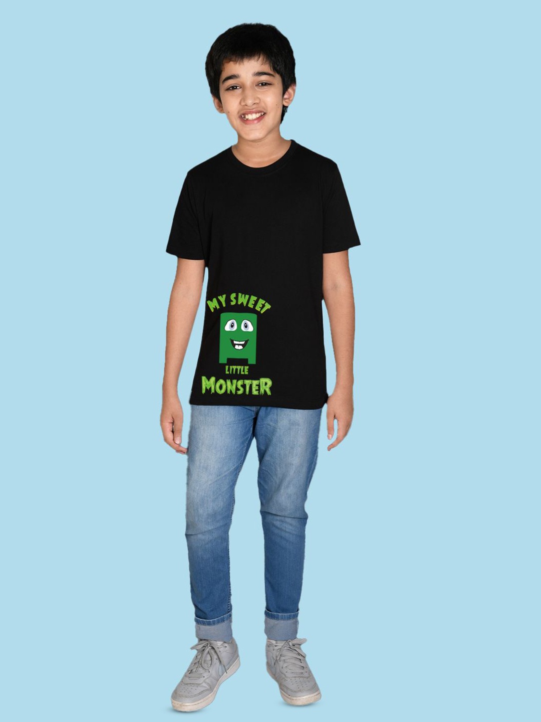 

NUSYL Boys Graphic Printed Placement Round Neck T-shirt, Black
