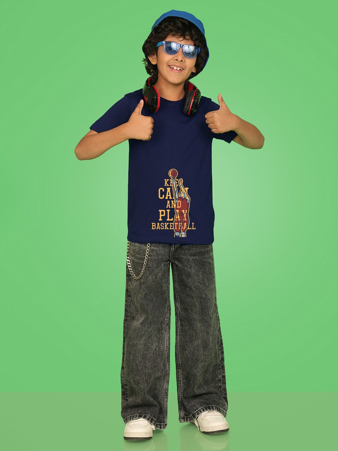 

NUSYL Boys Typography Printed Round Neck T-shirt, Blue