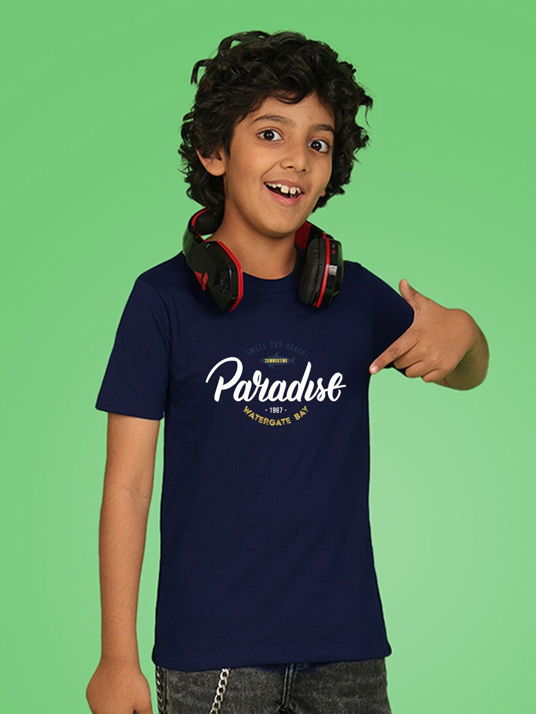 

NUSYL Boys Typography Printed Round Neck T-shirt, Blue