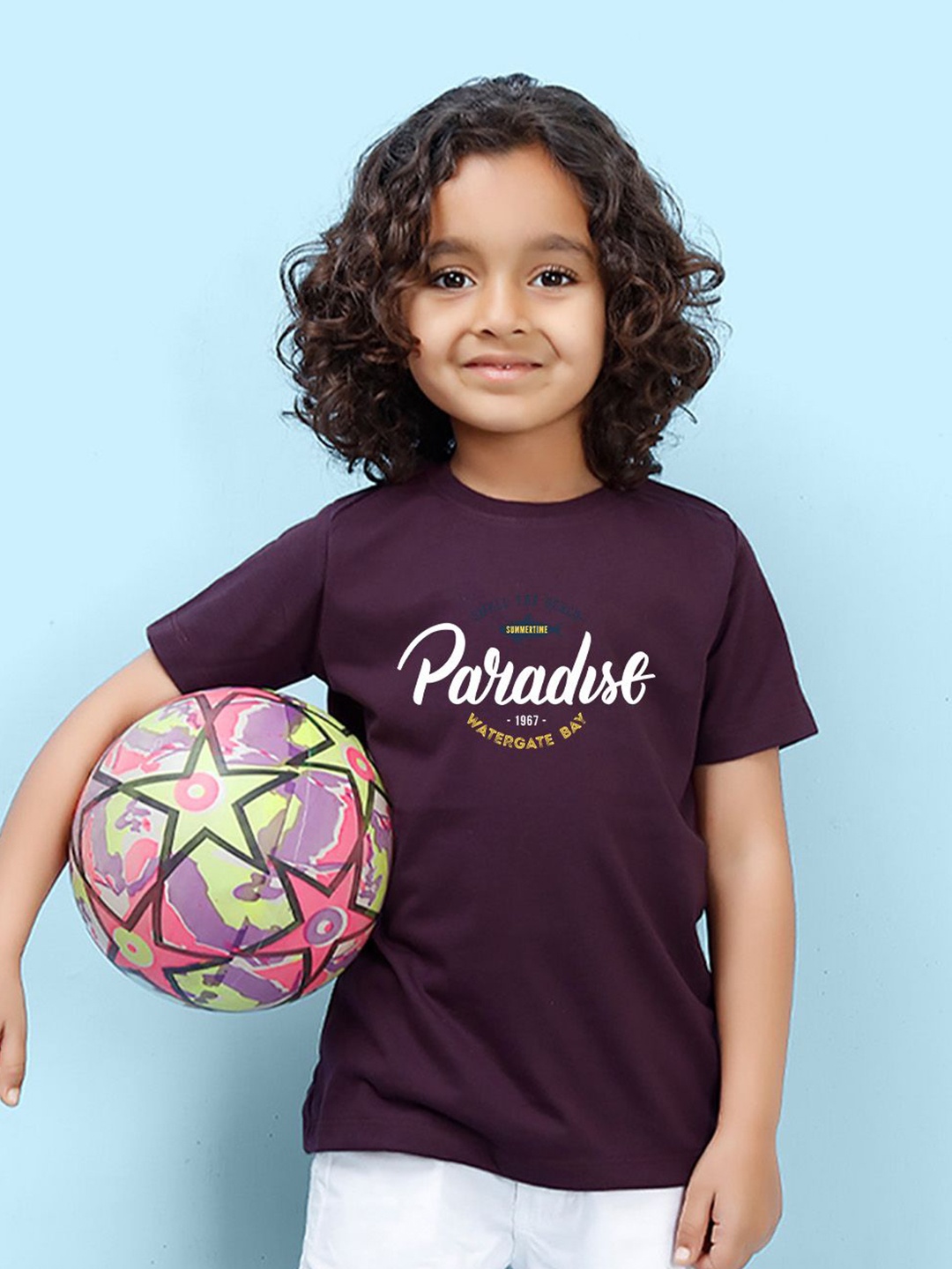 

NUSYL Boys Typography Printed Round Neck T-shirt, Purple