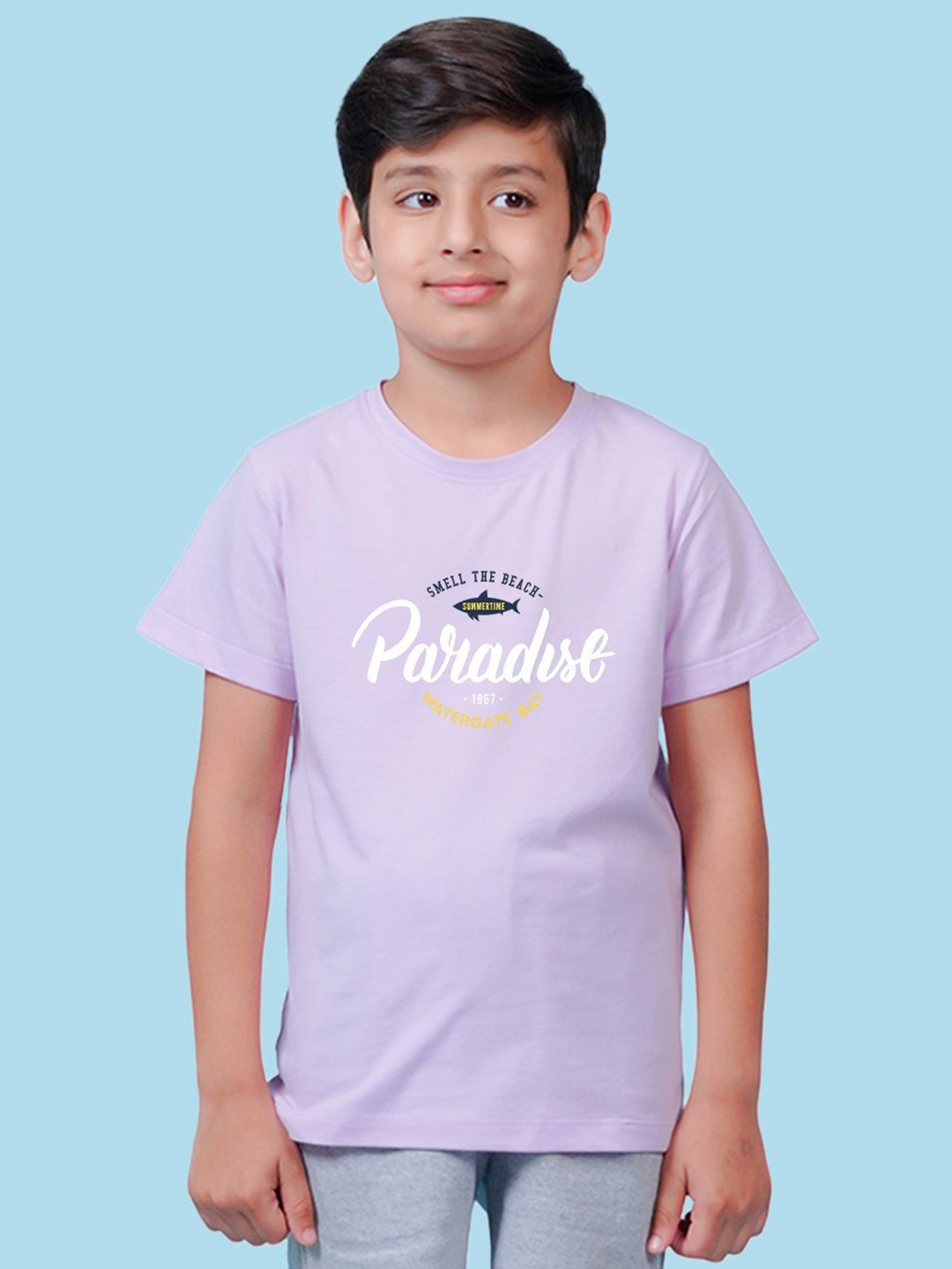

NUSYL Boys Typography Printed Round Neck T-shirt, Purple