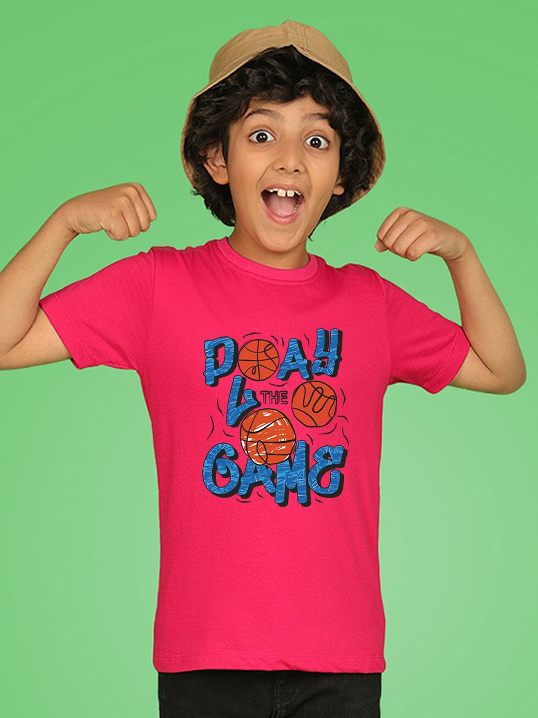

NUSYL Boys Typography Printed Round Neck T-shirt, Pink