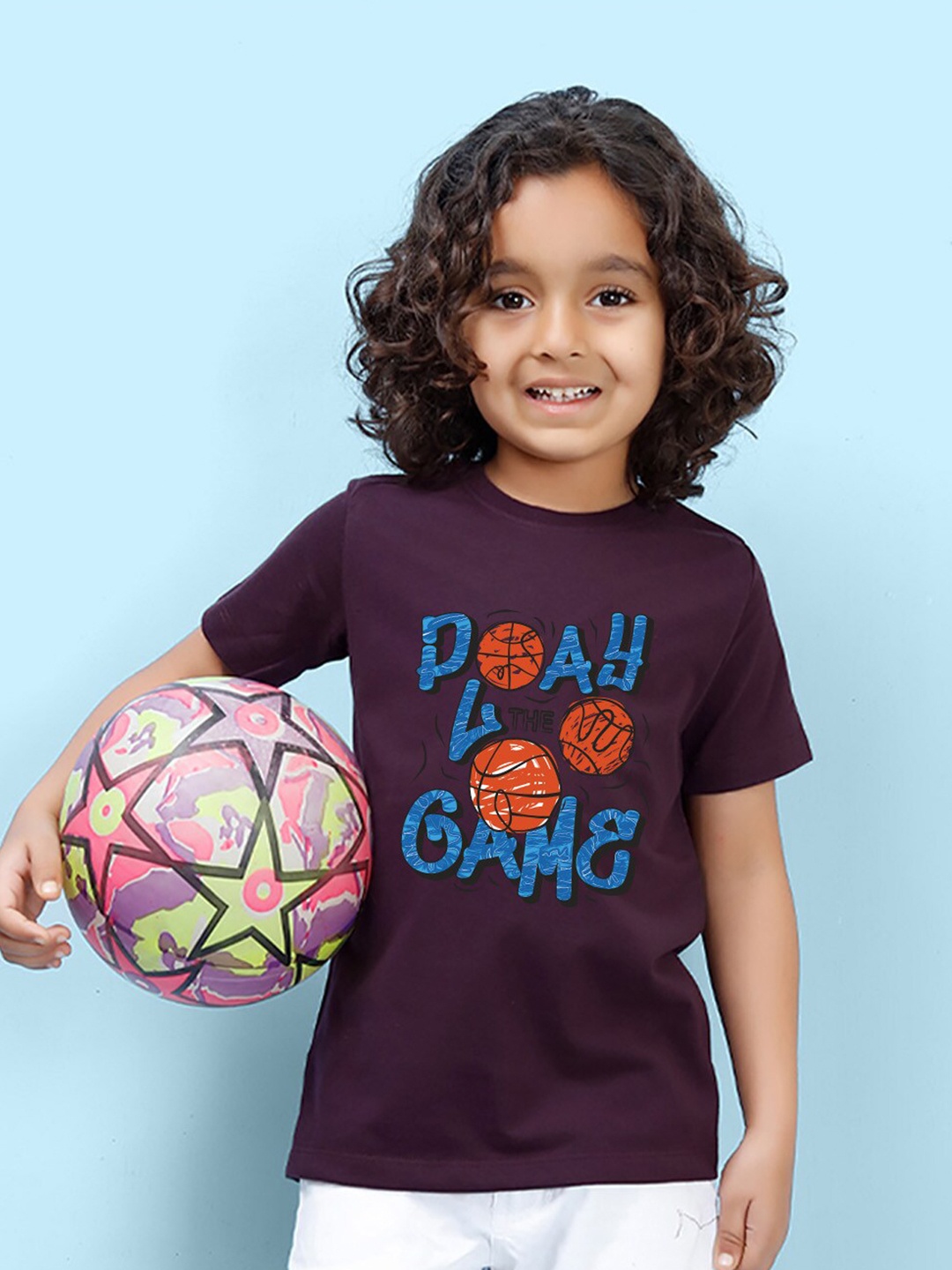 

NUSYL Boys Typography Printed Round Neck T-shirt, Maroon