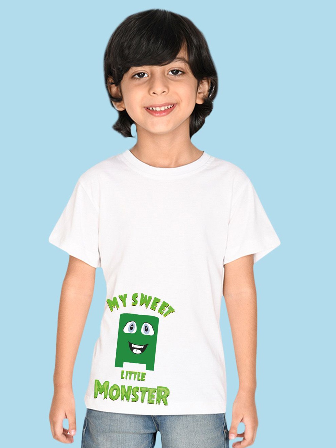 

NUSYL Boys Graphic Printed Placement Round Neck T-shirt, White