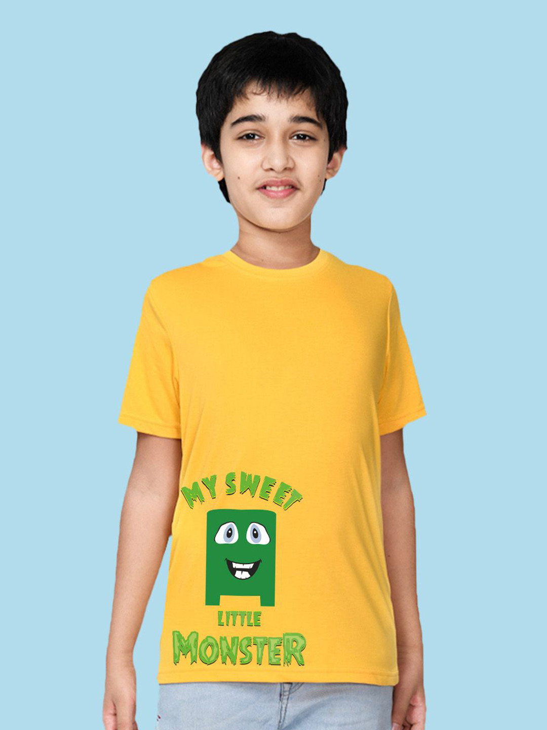 

NUSYL Boys Graphic Printed Placement Round Neck T-shirt, Yellow