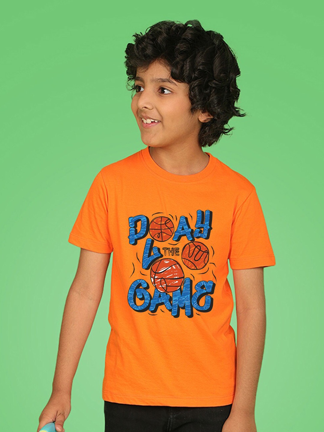 

NUSYL Boys Graphic Printed Round Neck T-shirt, Orange