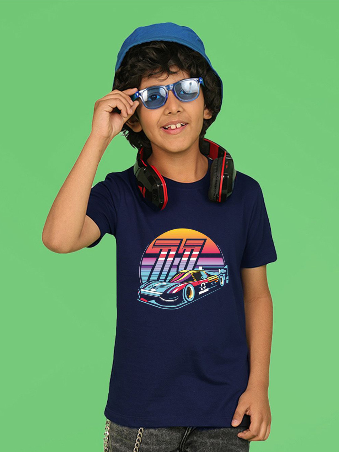

NUSYL Boys Graphic Printed Round Neck T-shirt, Blue