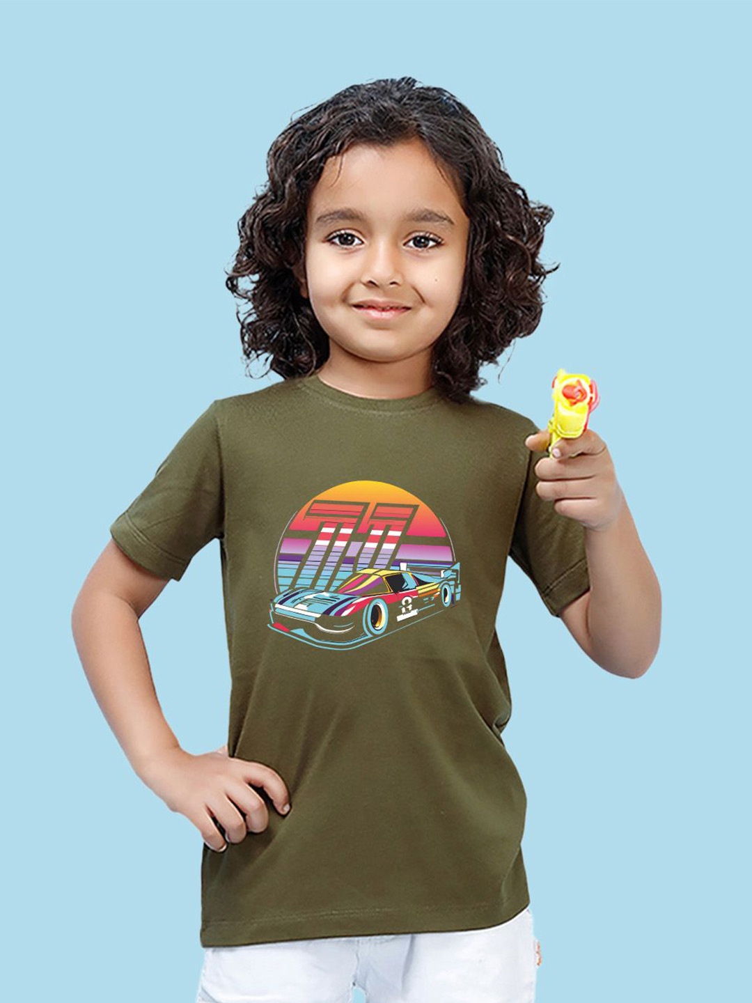

NUSYL Boys Graphic Printed Round Neck T-shirt, Green