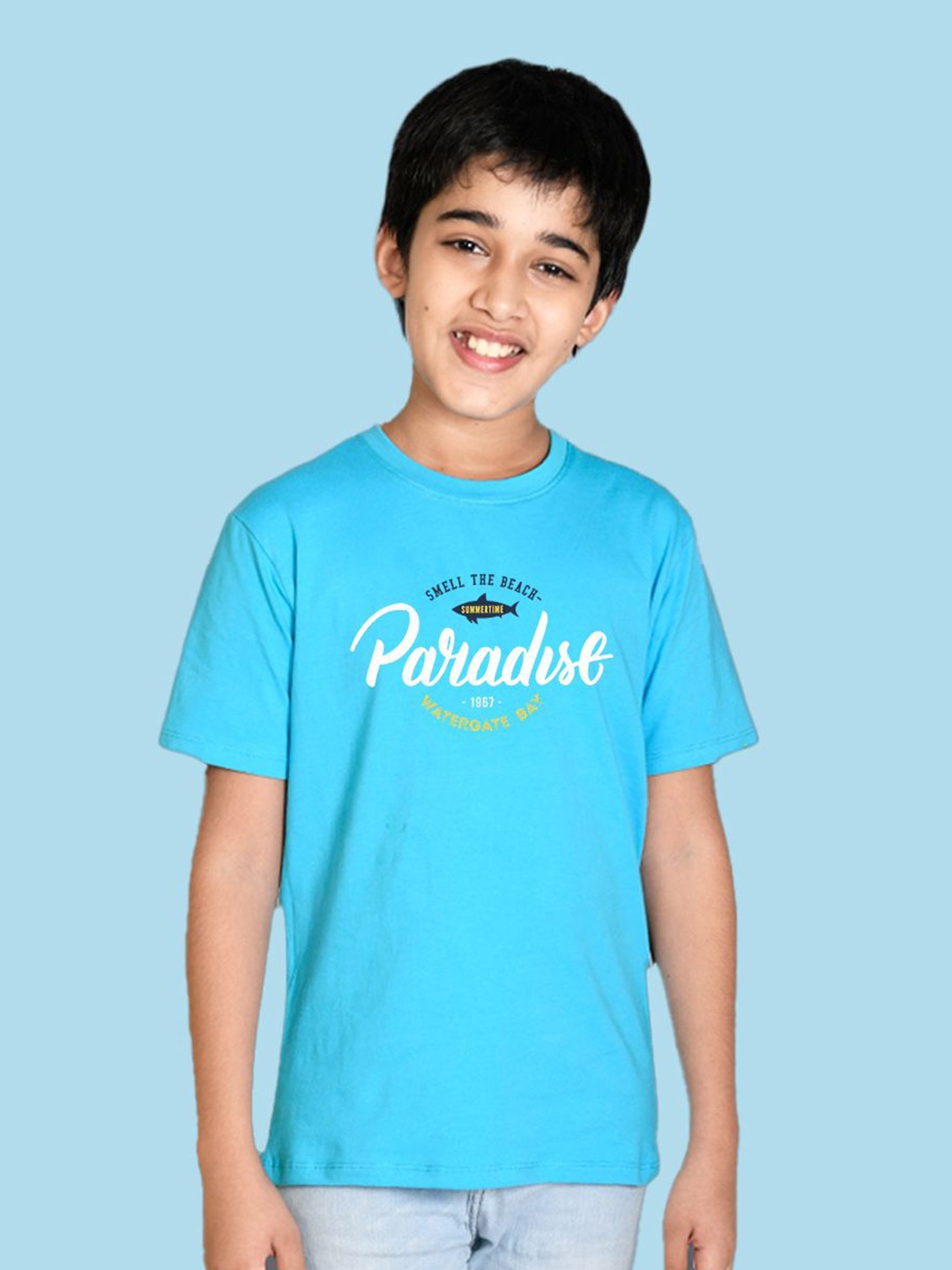 

NUSYL Boys Graphic Printed Round Neck T-shirt, Blue