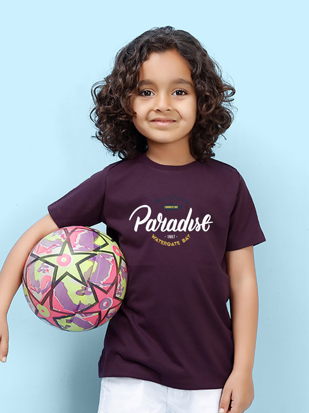 

NUSYL Boys Typography Printed Round Neck T-shirt, Maroon