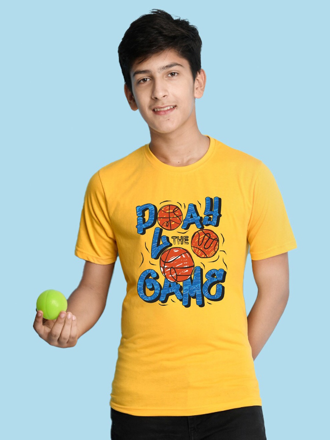 

NUSYL Boys Graphic Printed Round Neck T-shirt, Yellow