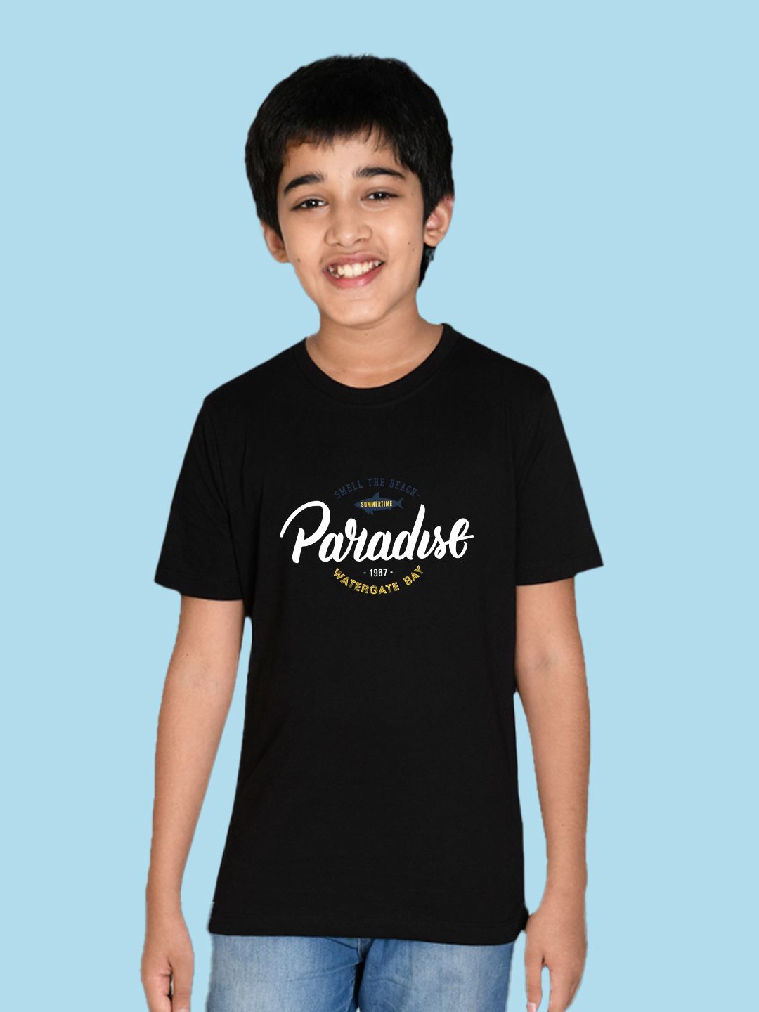 

NUSYL Boys Typography Printed Round Neck T-shirt, Black