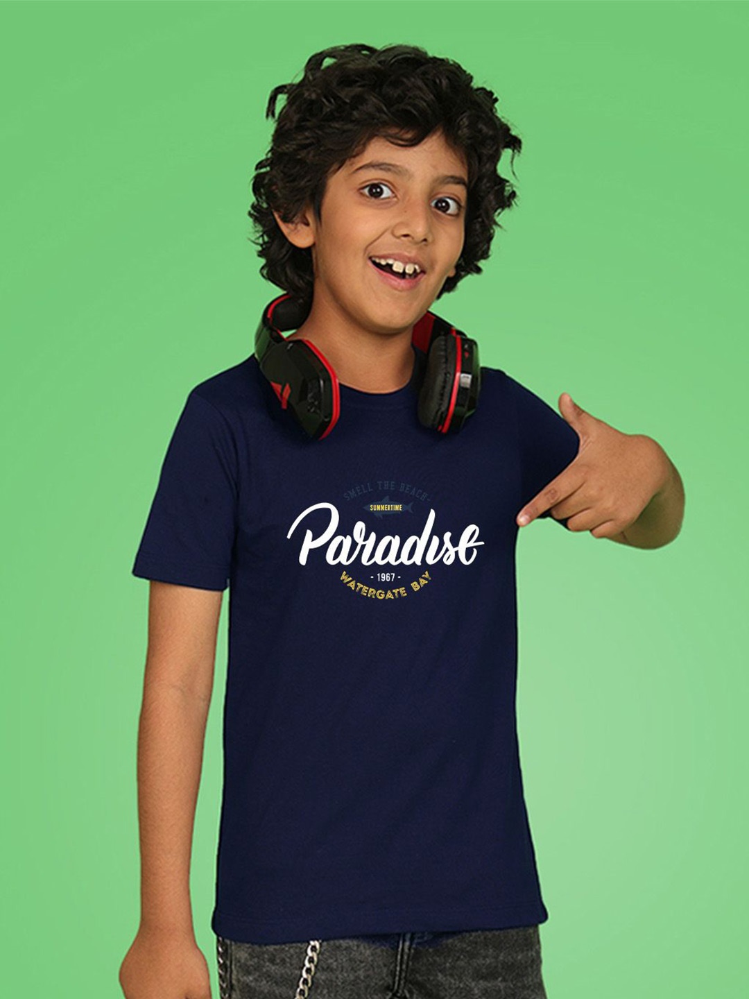 

NUSYL Boys Typography Printed Round Neck T-shirt, Blue