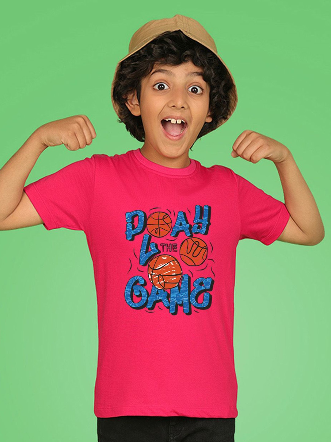 

NUSYL Boys Graphic Printed Round Neck T-shirt, Pink