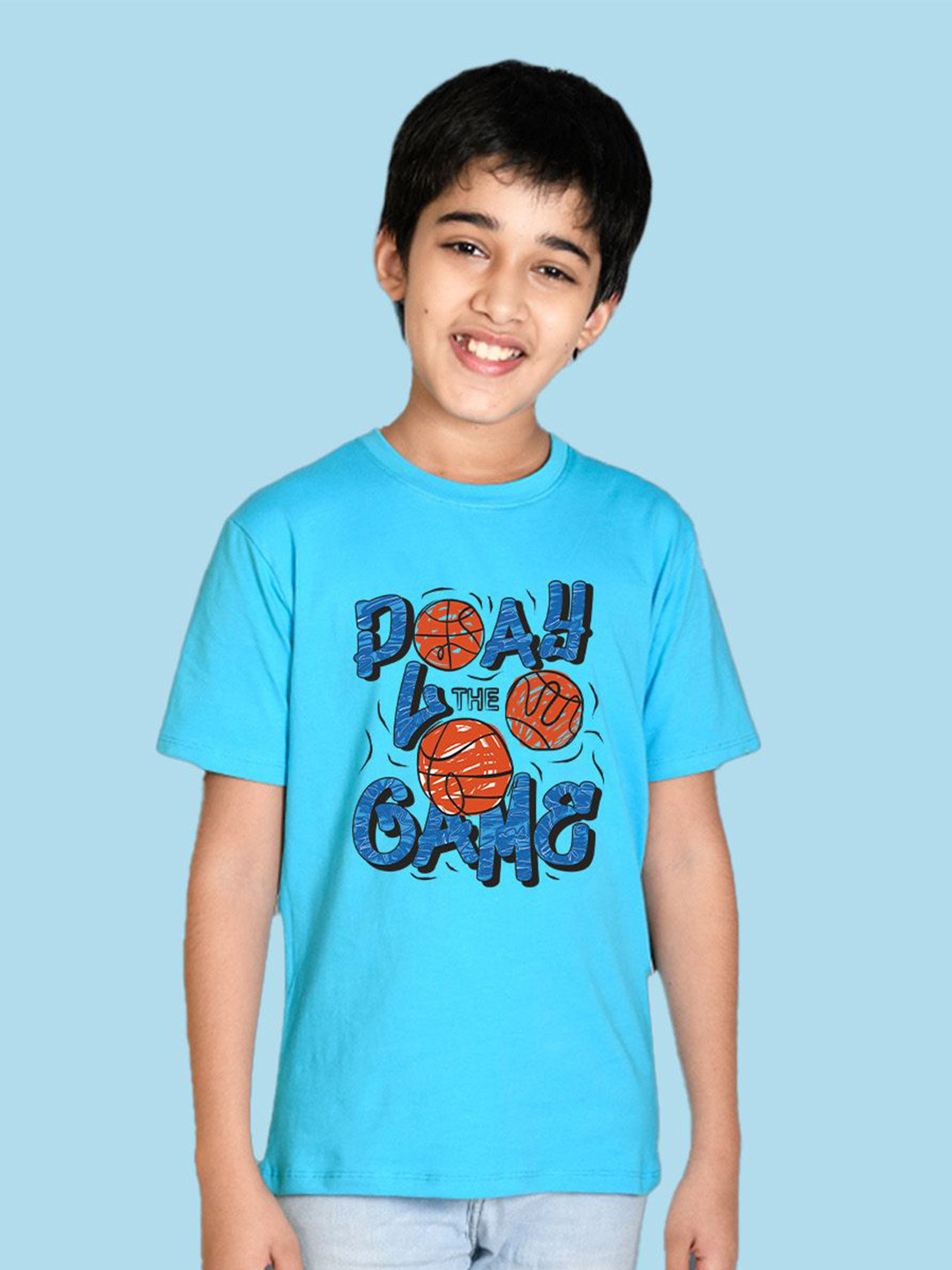 

NUSYL Boys Graphic Printed Round Neck T-shirt, Blue