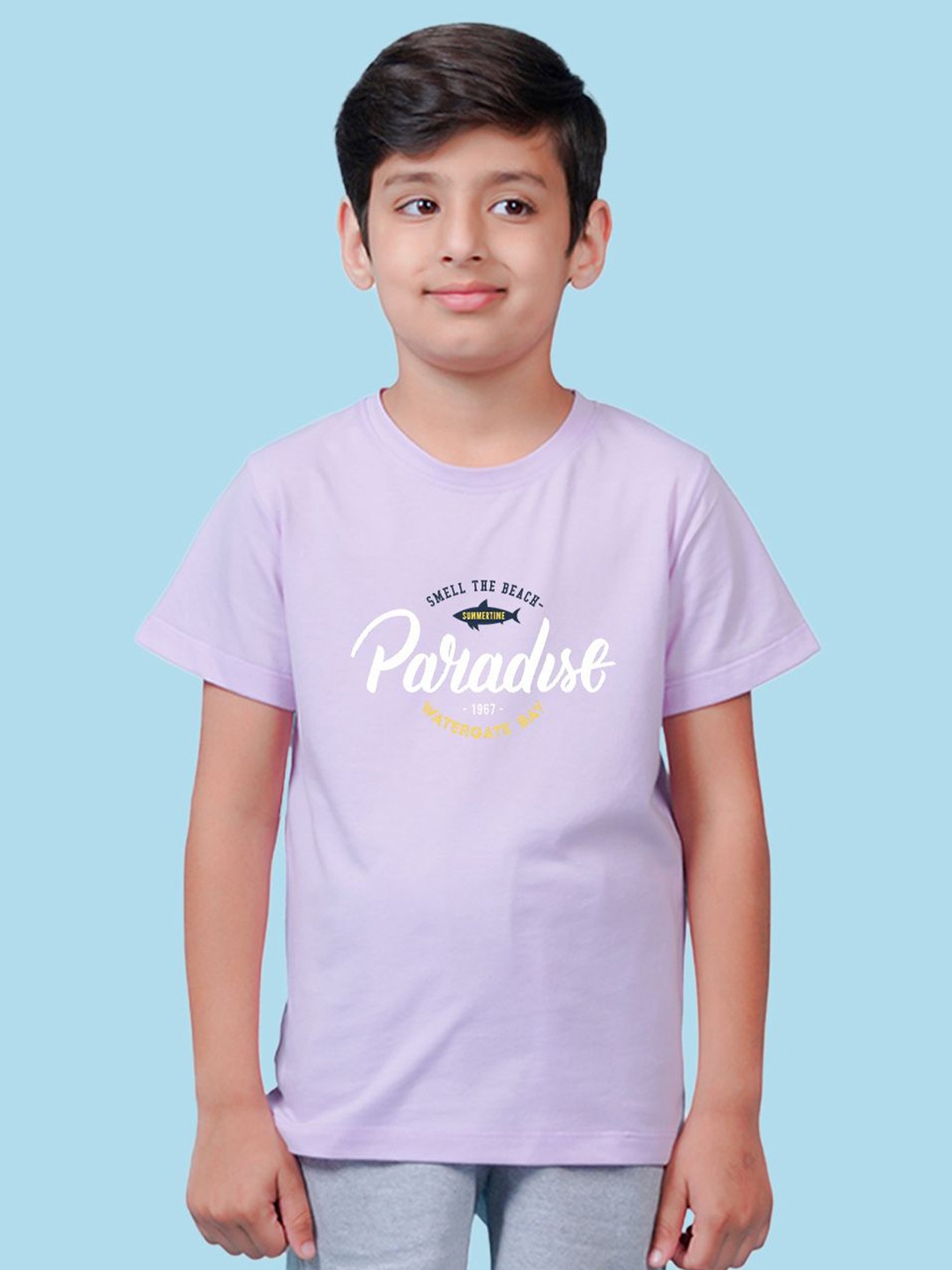 

NUSYL Boys Typography Printed Round Neck T-shirt, Purple