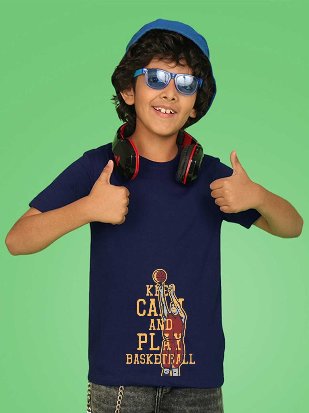 

NUSYL Boys Typography Printed Round Neck T-shirt, Blue