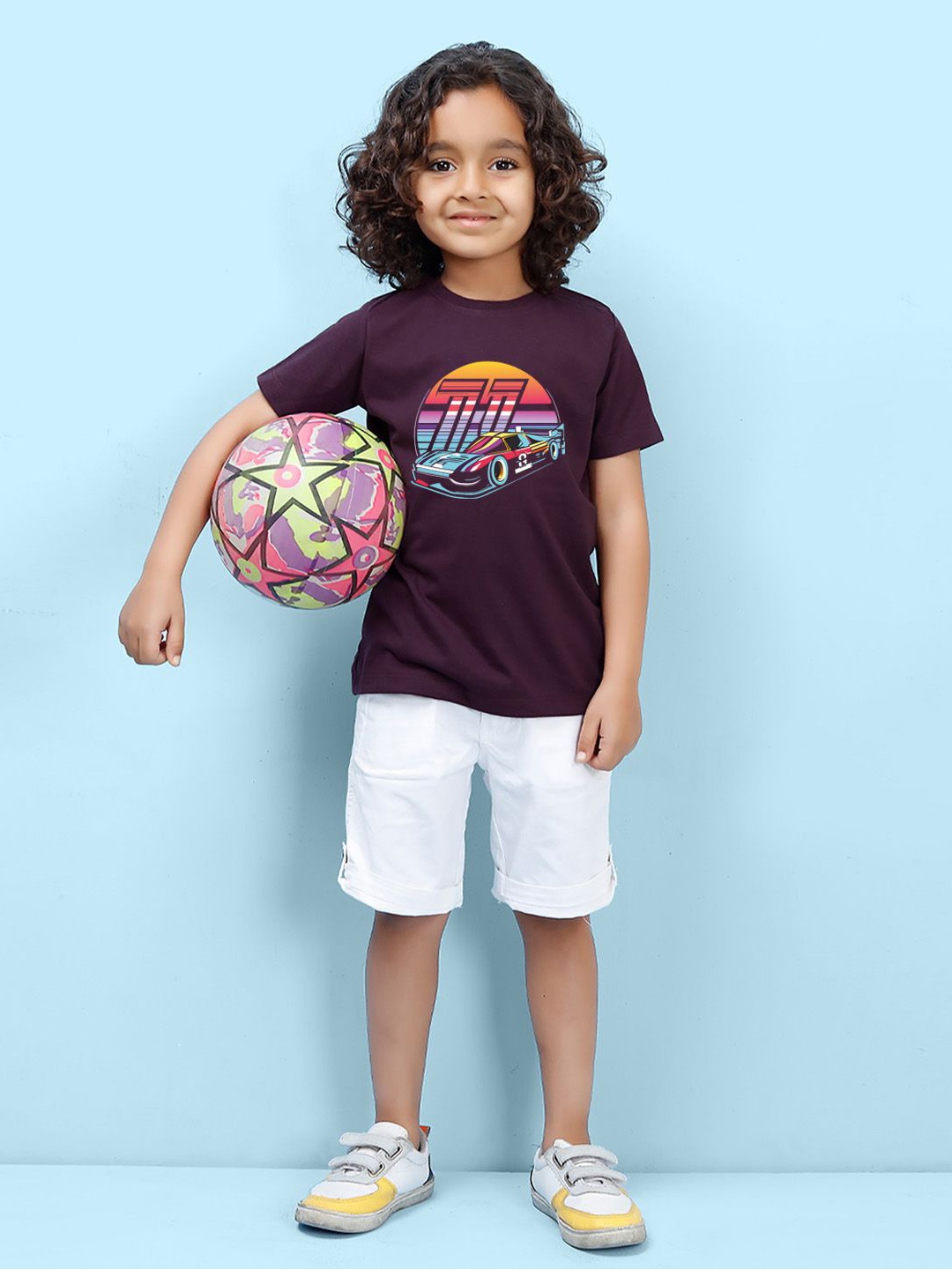 

NUSYL Boys Graphic Printed Round Neck T-shirt, Maroon