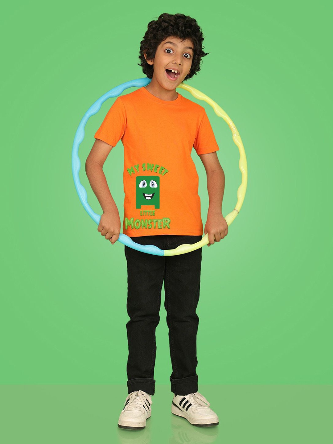 

NUSYL Boys Graphic Printed Round Neck T-shirt, Orange