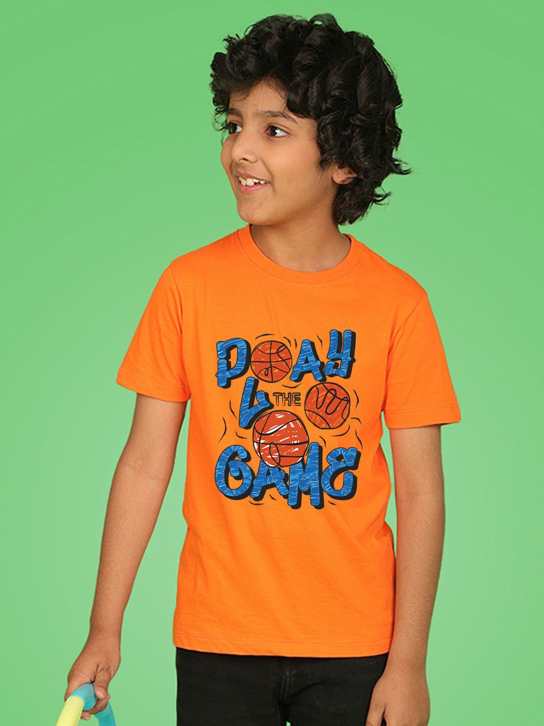 

NUSYL Boys Typography Printed Round Neck T-shirt, Orange