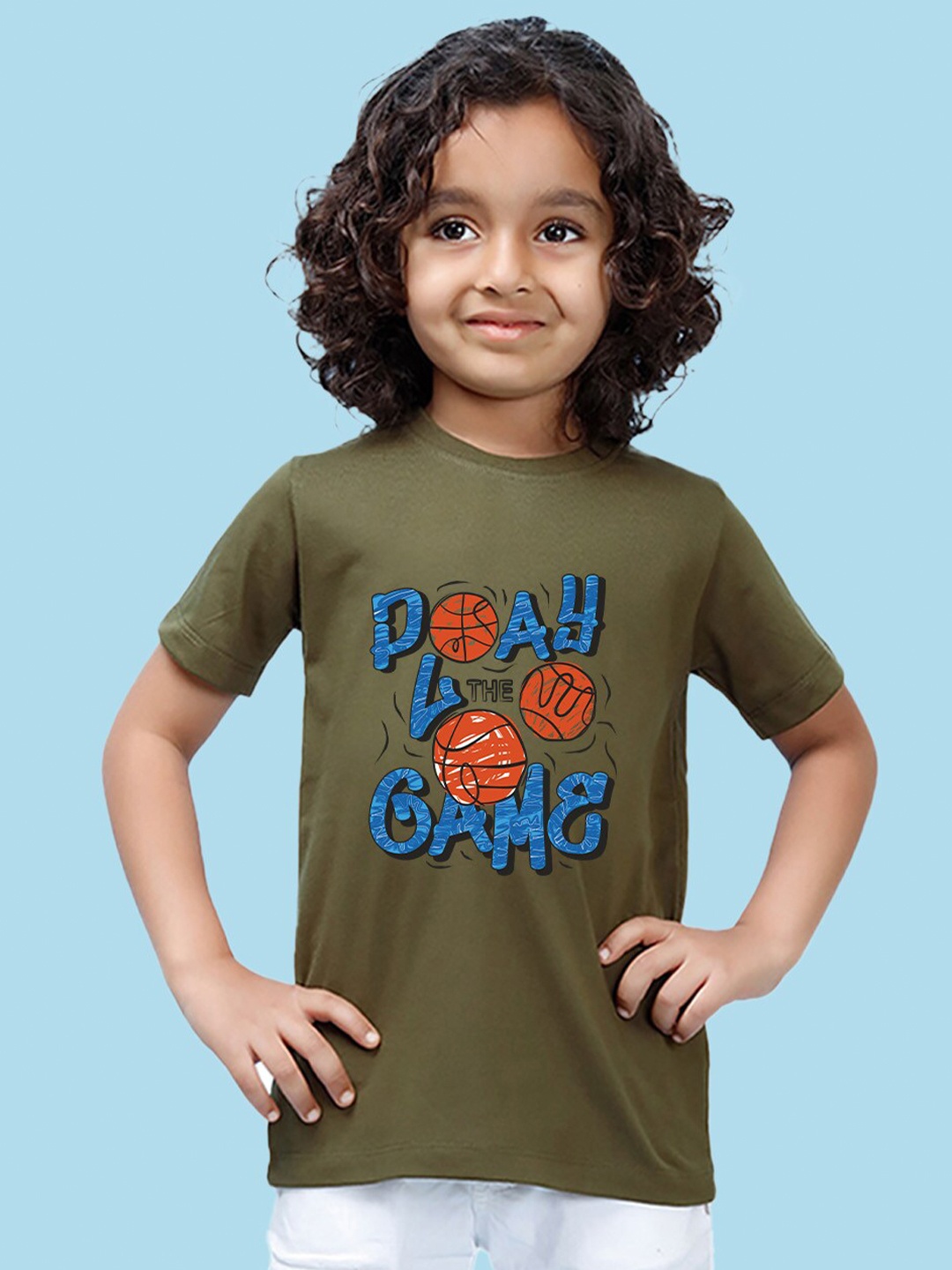 

NUSYL Boys Graphic Printed Round Neck T-shirt, Green