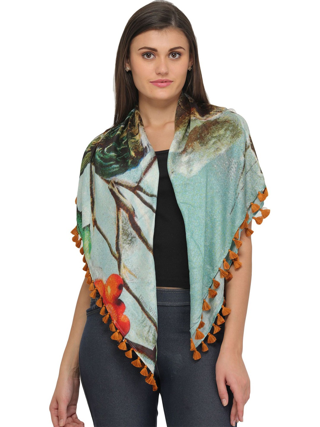 

Exotic India Women Printed Stole, Blue
