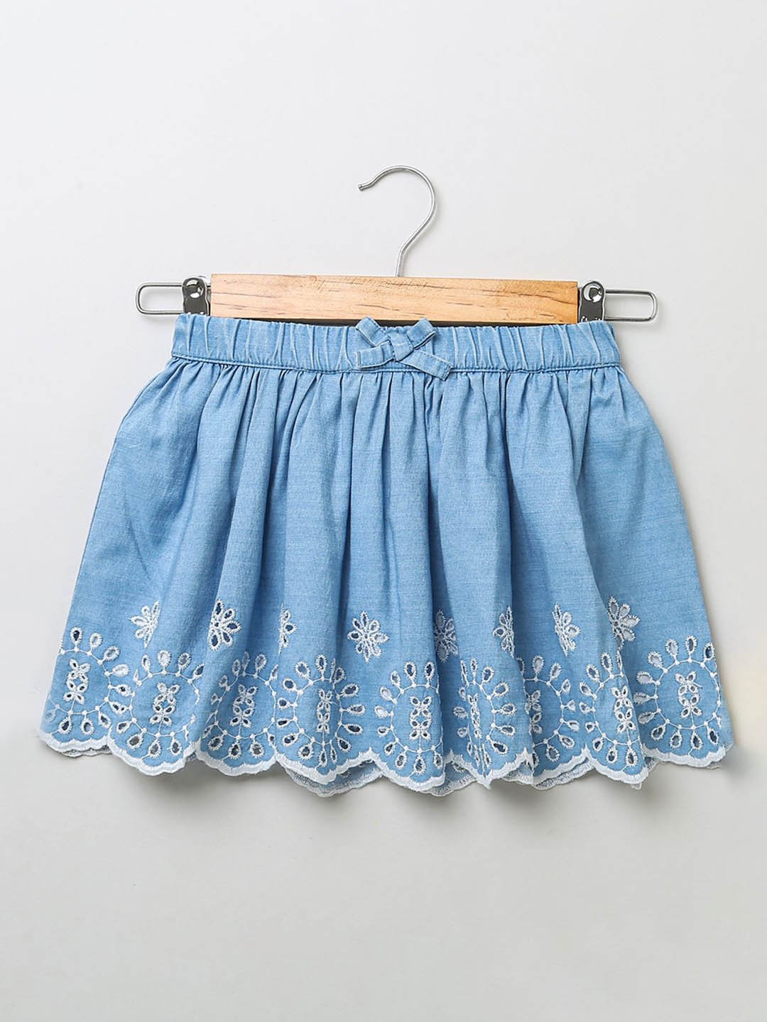 

Sweetlime By AS Girls Embroidered Flared Above Knee Length Skirts, Blue