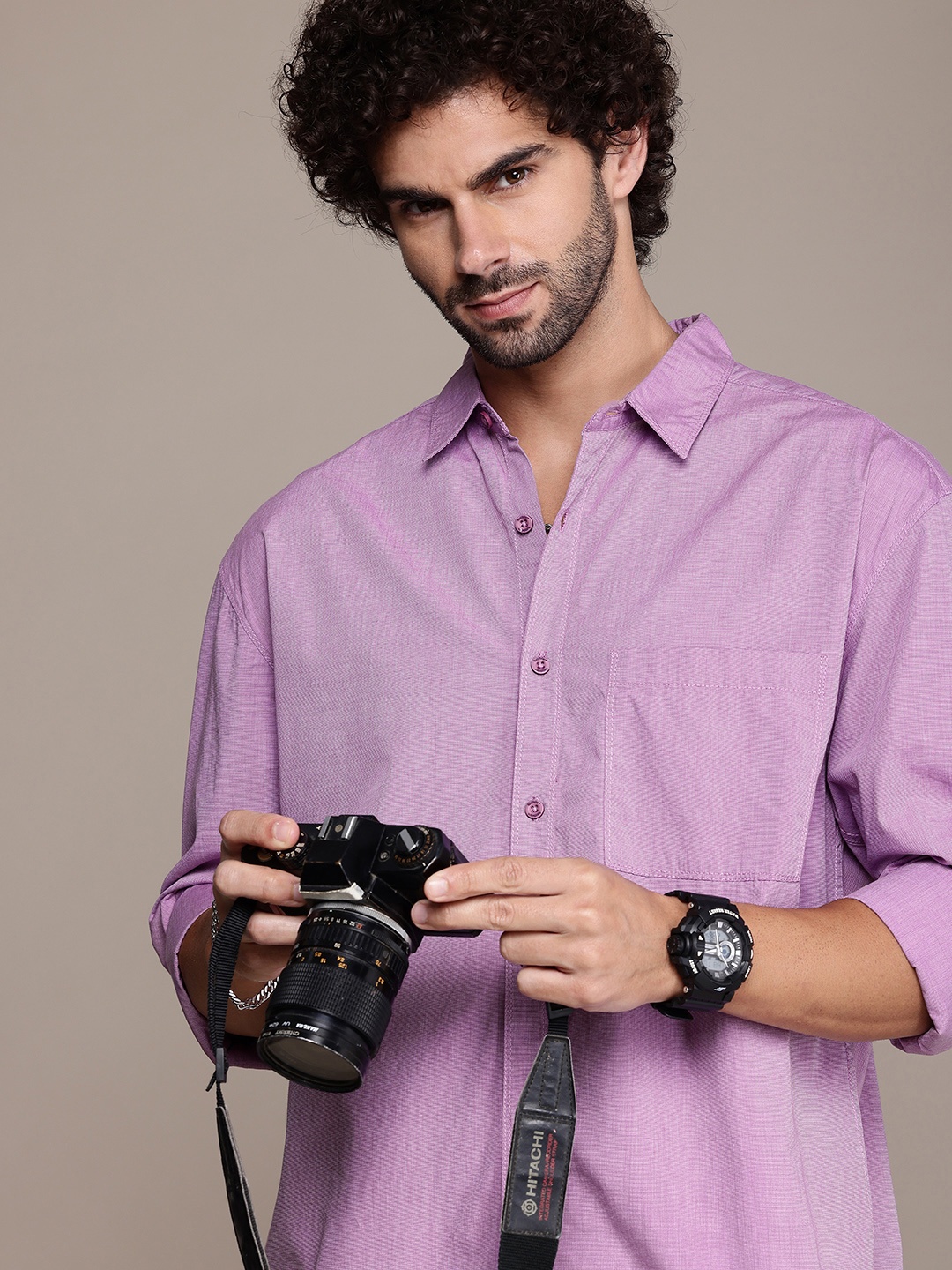 

The Roadster Lifestyle Co. Oversized Casual Shirt, Purple