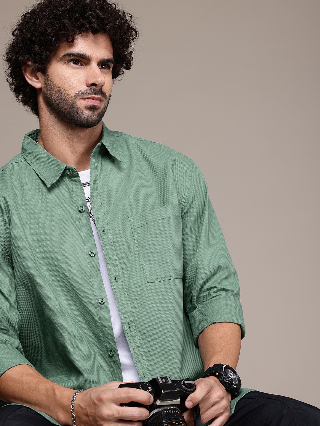 

The Roadster Lifestyle Co. Oversized Casual Shirt, Green