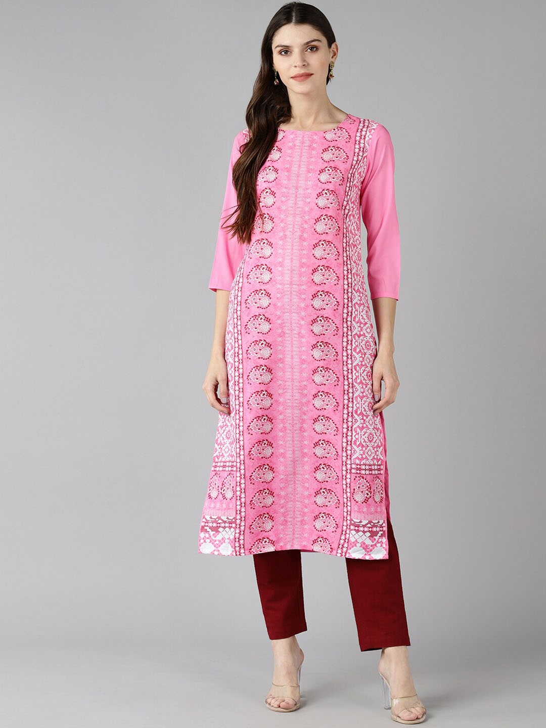 

KALINI Women Ethnic Motifs Printed Straight Kurta, Pink