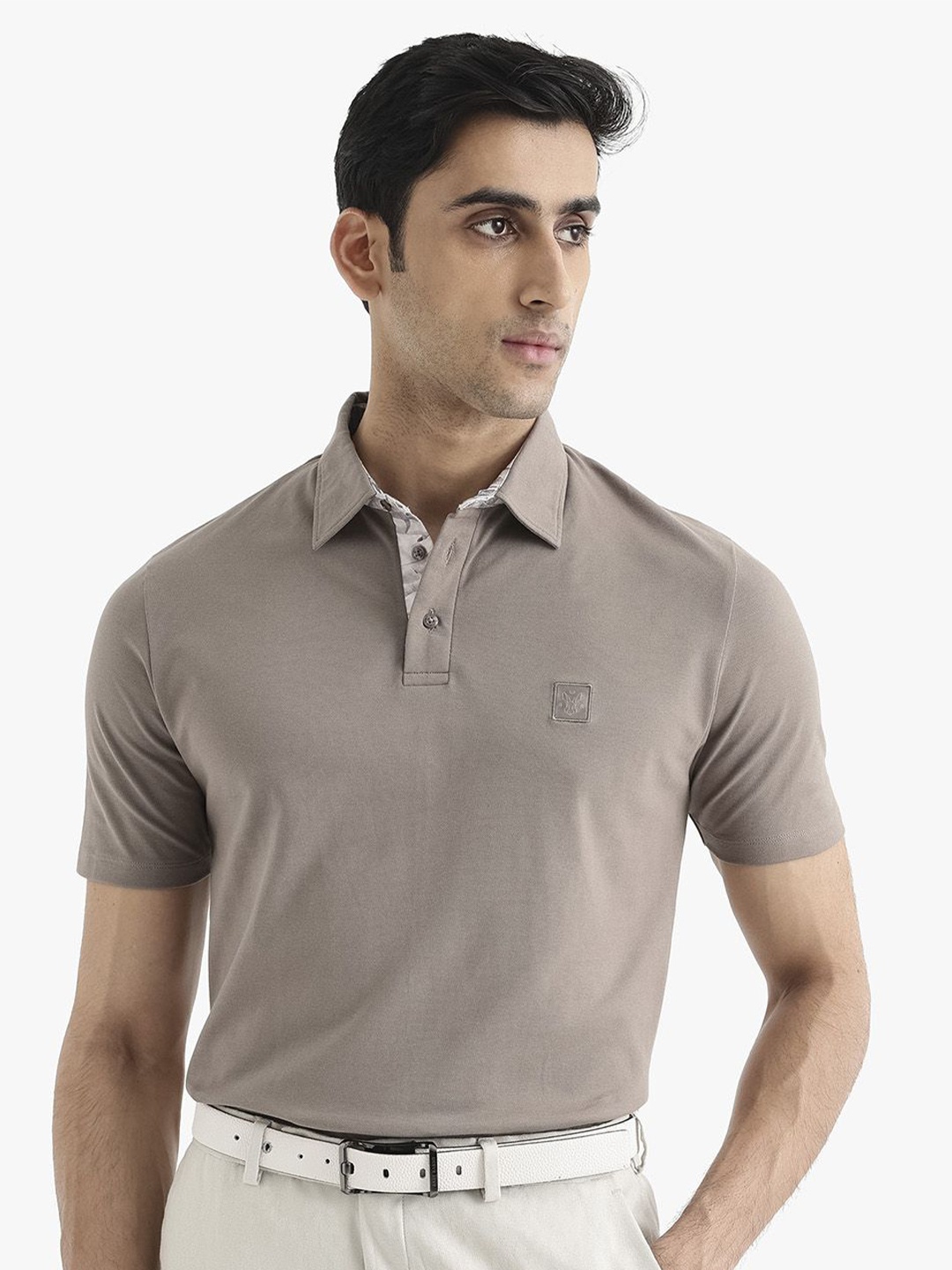 

RARE RABBIT Men Spencer Polo Collar Brand Logo T-Shirt, Beige